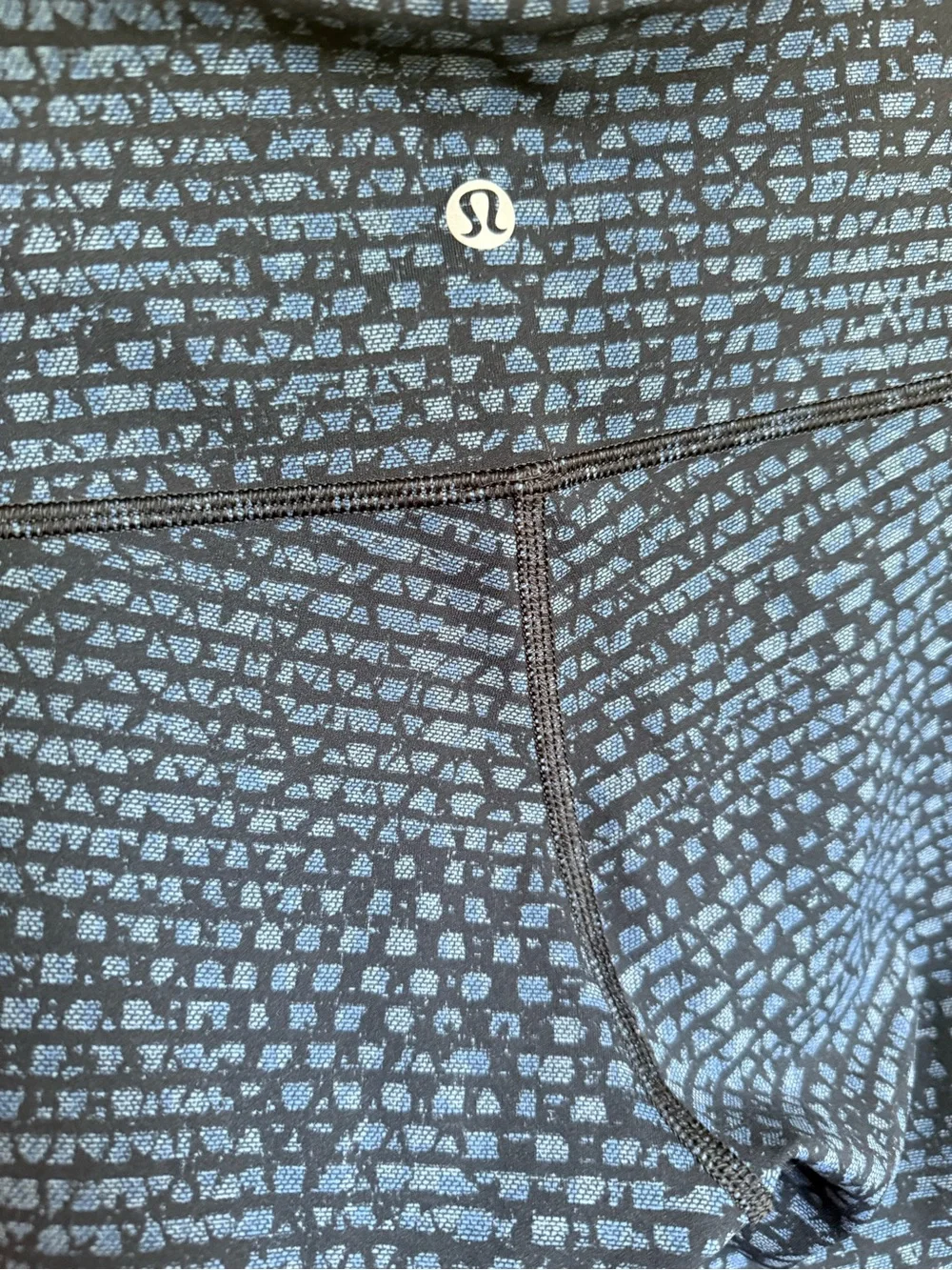 Lululemon Wunder Under Shatter Weave Blue Black Leggings Size 8